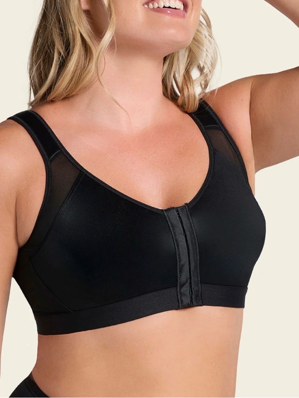 Leonisa Black Posture Corrector Bra Wireless Front Closure Full Coverage 40DD